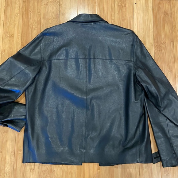 HUGO BOSS Men’s Black Leather Jacket Made in Italy - Picture 6 of 10
